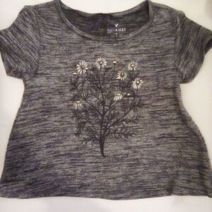 AEO Soft & Sexy Daisy Pattern Cropped Short Sleeve Top Tee Size XS-S